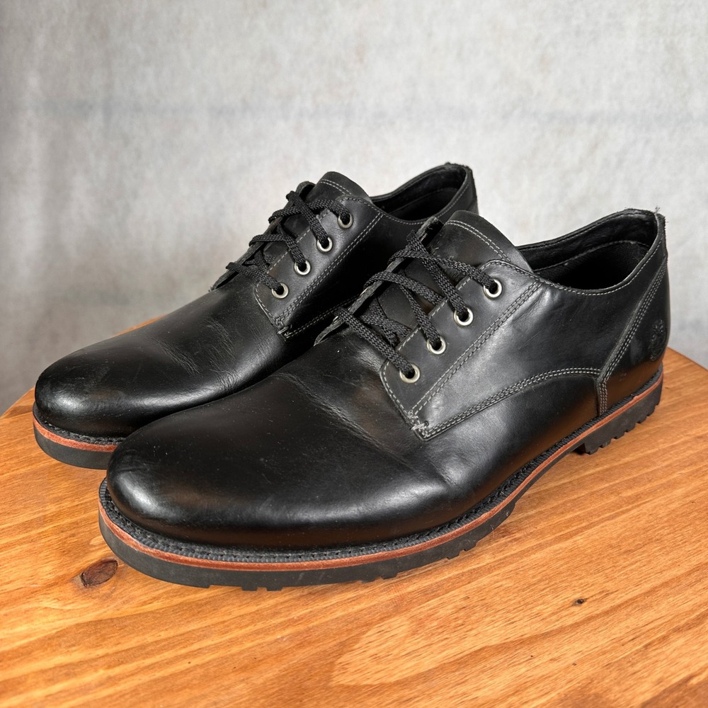 Timberland Waterproof Leather Oxford Mens 10 Black Good MirrorFit A2961